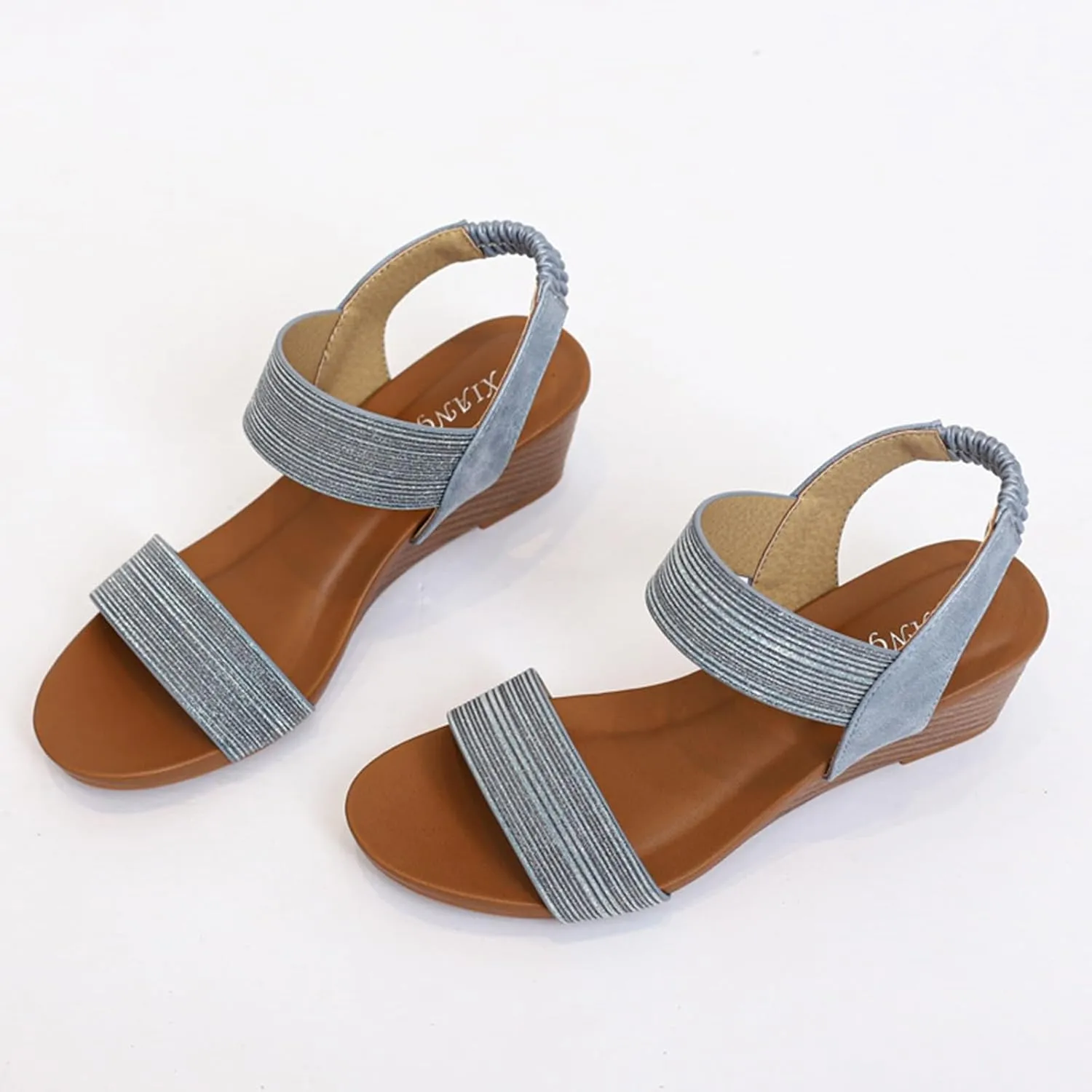 Wedge Sandals for Women 2025 Sparkly Heeled Wedges Sandal Open Toe Slip On Shoes Ankle Elastic Band Behemia Shoes Fashion Arch Support Orthopedic Sandals