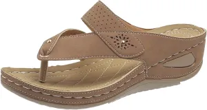 Wedge Sandals for Women Flip-Flops Orthopedic Non Slip Thong Sandals Comfortable Soft Cushion Wedges Sandal for Summer Beach Oceanside Holiday Outdoor