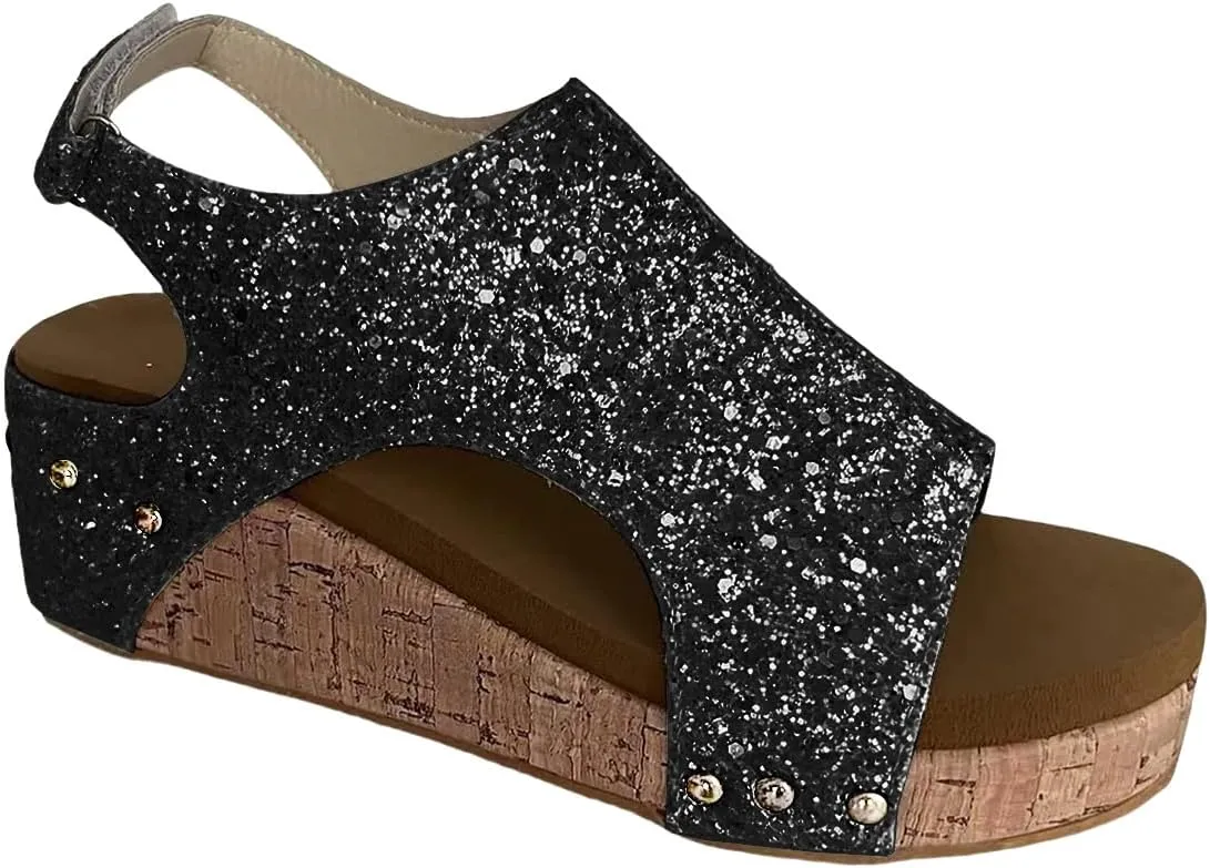 Wedge Sandals for Women Orthopedic Open Toe Wedge Platform Sandal Dressy Strap Ankle Strap Buckle Sandals