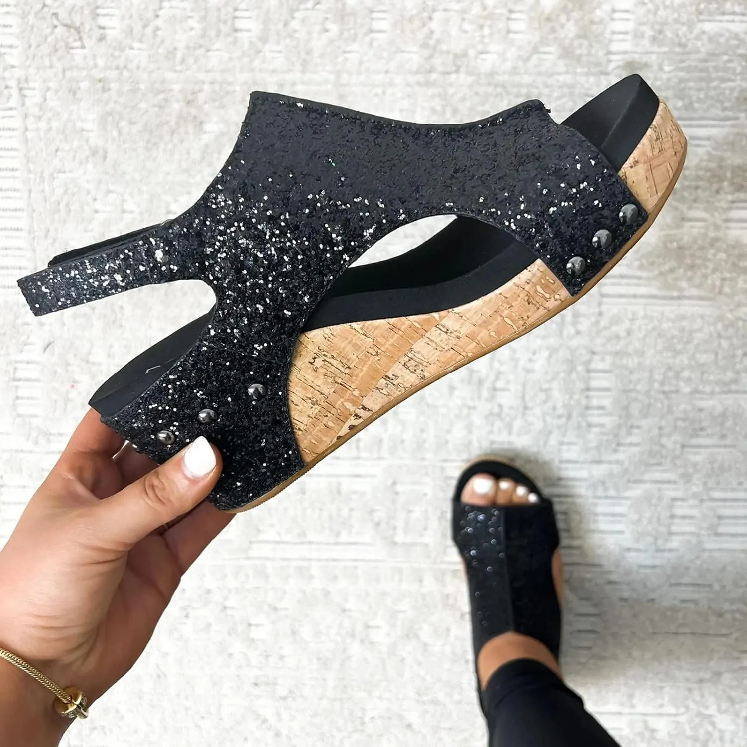 Wedge Sandals for Women Orthopedic Open Toe Wedge Platform Sandal Dressy Strap Ankle Strap Buckle Sandals