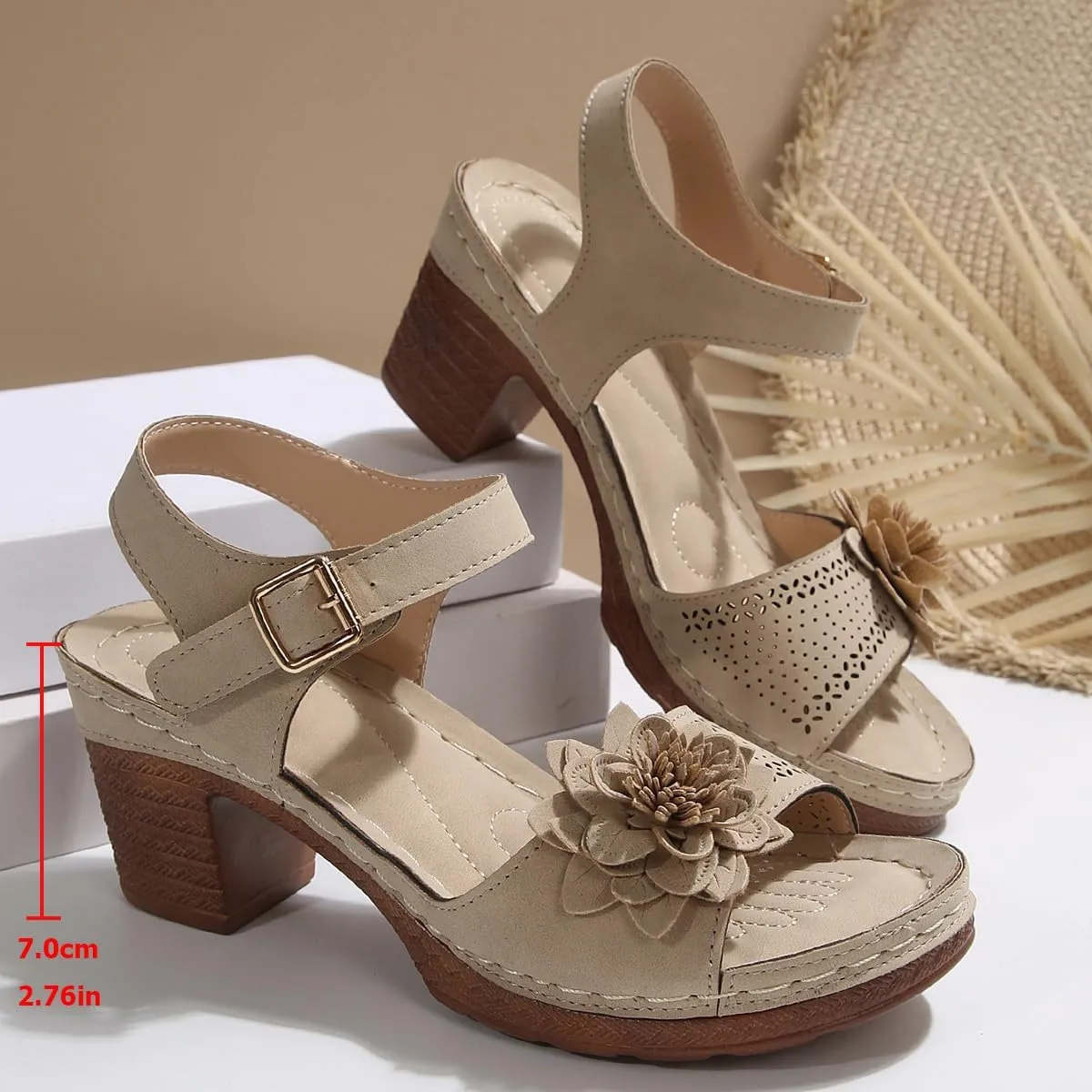 Women Chunky Platform Heels Casual Adjustable Ankle Strap Open Toe Heel Strappy Sandals Party Dressy Shoes Sandals