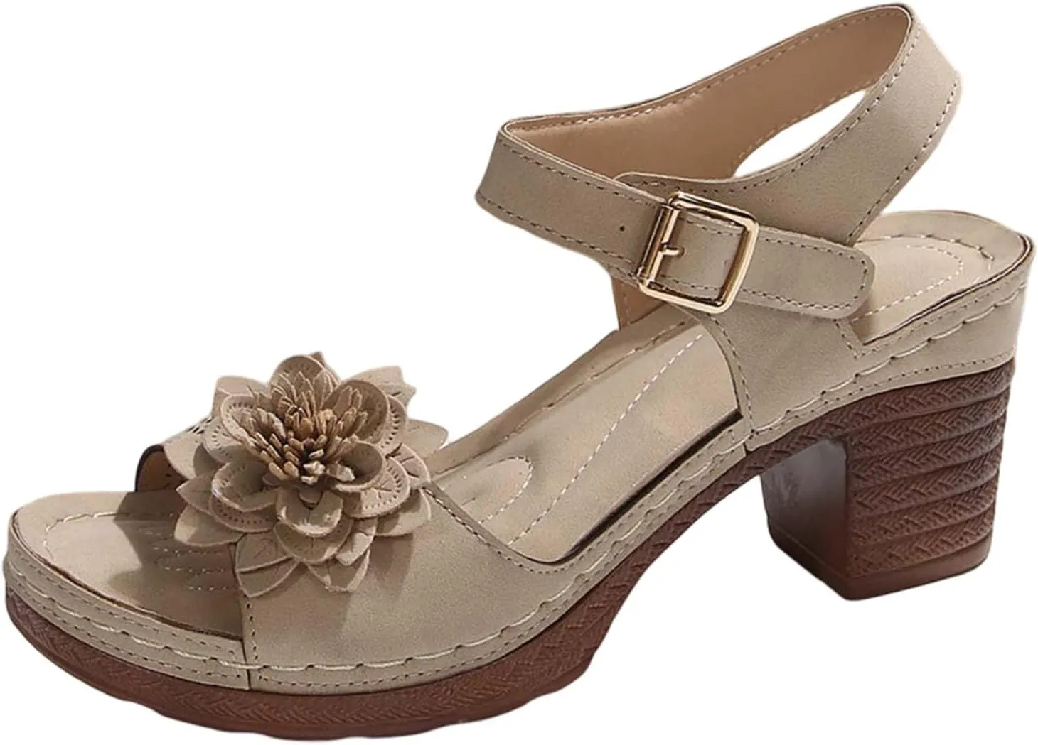 Women Chunky Platform Heels Casual Adjustable Ankle Strap Open Toe Heel Strappy Sandals Party Dressy Shoes Sandals