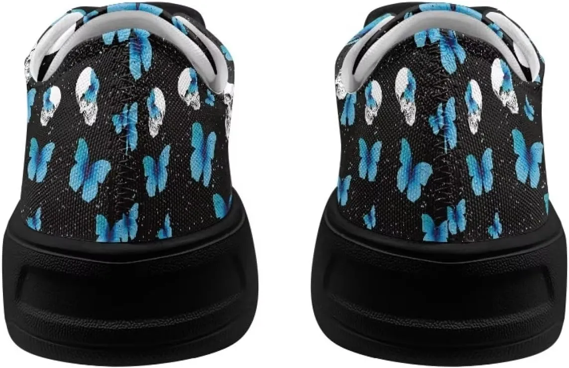 Women Classic Fashion Sneakers Lace Up Low Top Canvas Casual Sneakers Lightweight Breathable Comfort Wide Toe Shoes