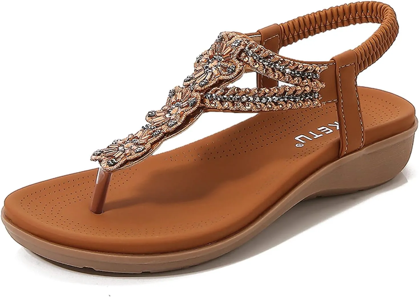 Women Flip Flops Arch Support Slingback Sandals Beach Shoes Ankle Strap Thong Elastic Flat Sandals Flat Sandals