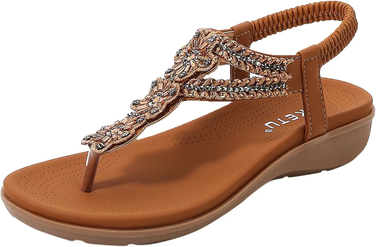 Women Flip Flops Arch Support Slingback Sandals Beach Shoes Ankle Strap Thong Elastic Flat Sandals Flat Sandals