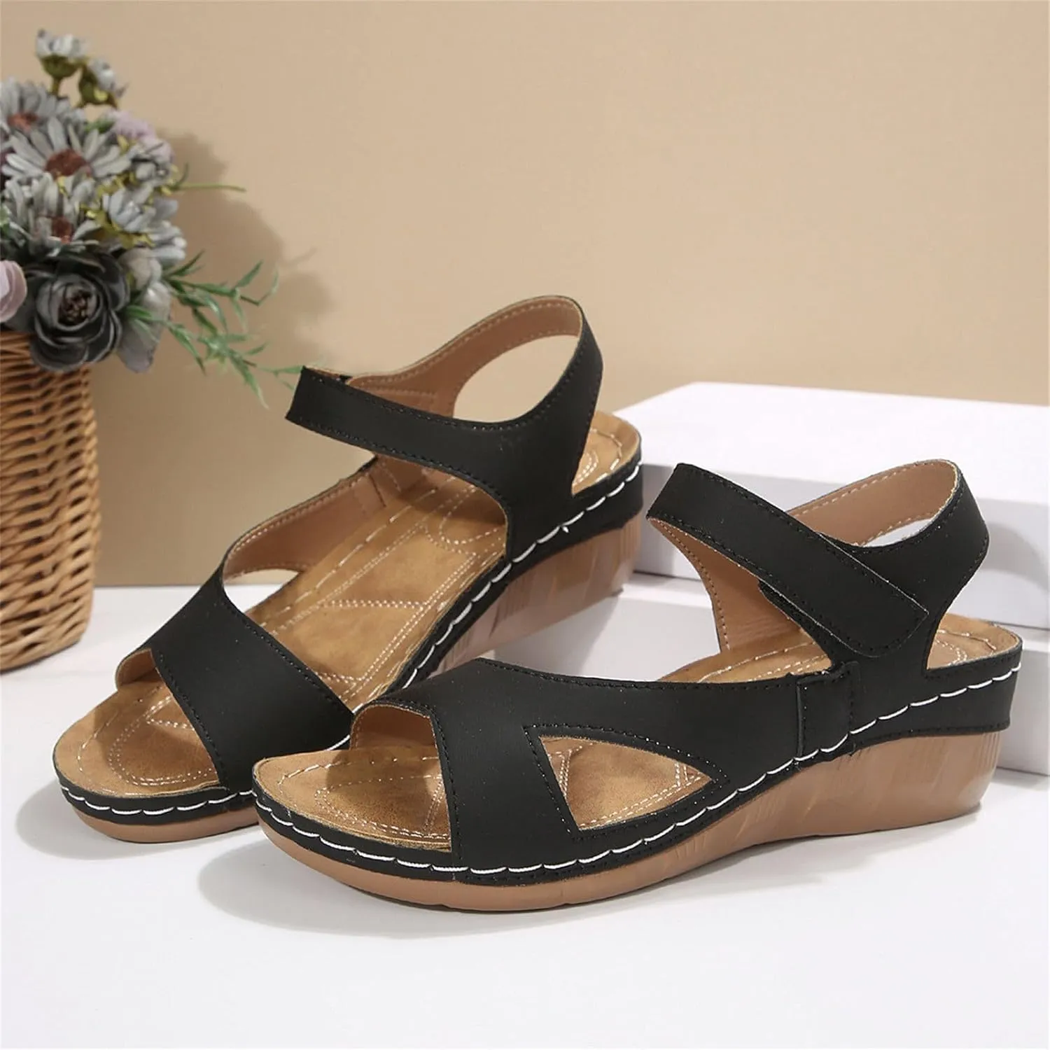 Women Orthopedic Sandals Summer Open Toe Ankle Strap Wedge Sandal Beach Round Toe Platform Walking Shoes for Men