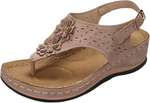 Women Sandals Thong T-Strap Orthotic Casual Flat Sandals Comfortable Mesh Hollow Summer Beach Shoes Flip Flops