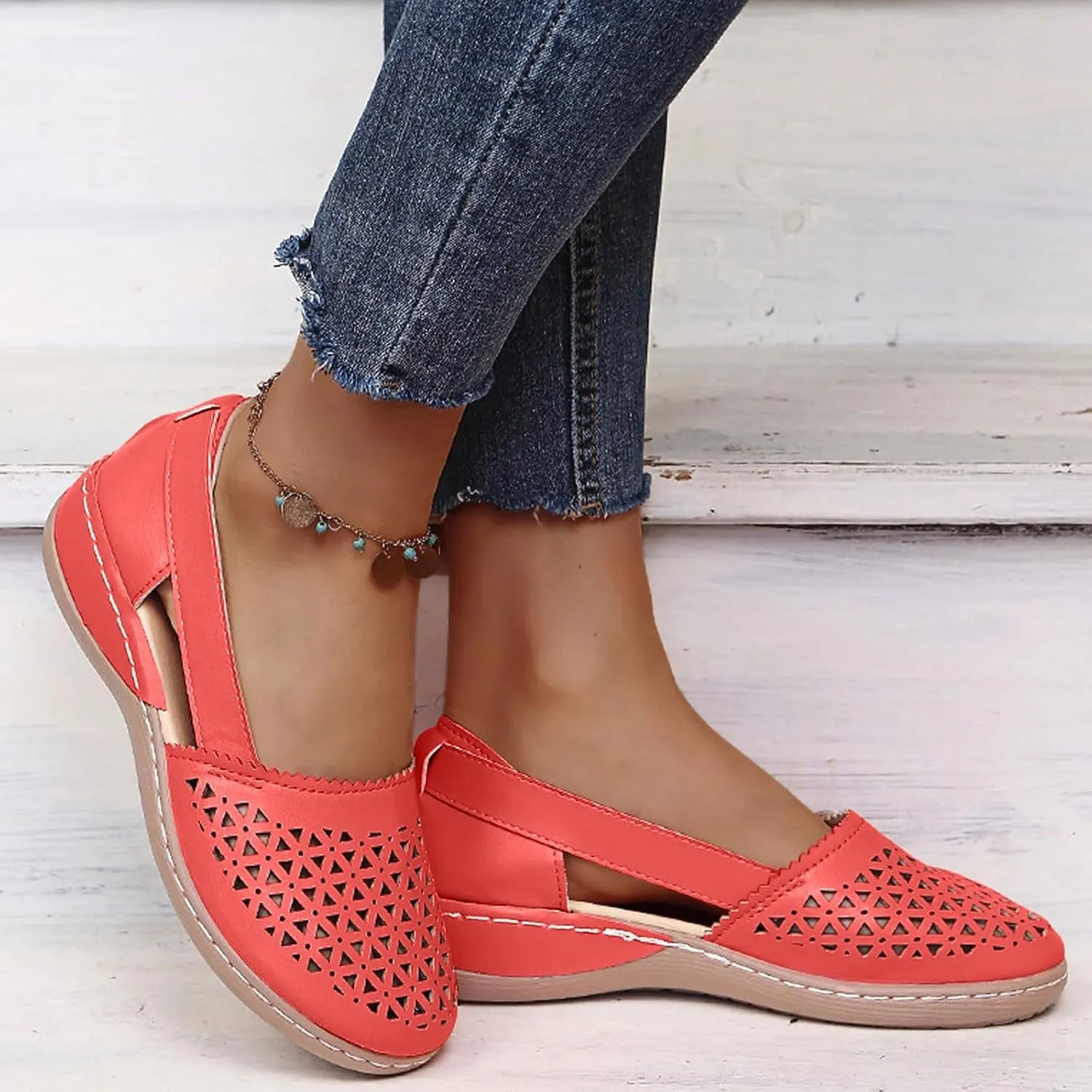 Women Shoes Fashionable And Comfortable Wedge Heeled Thick Soled Sandals Bare Boots Sandals Shoes Womens Flat 6