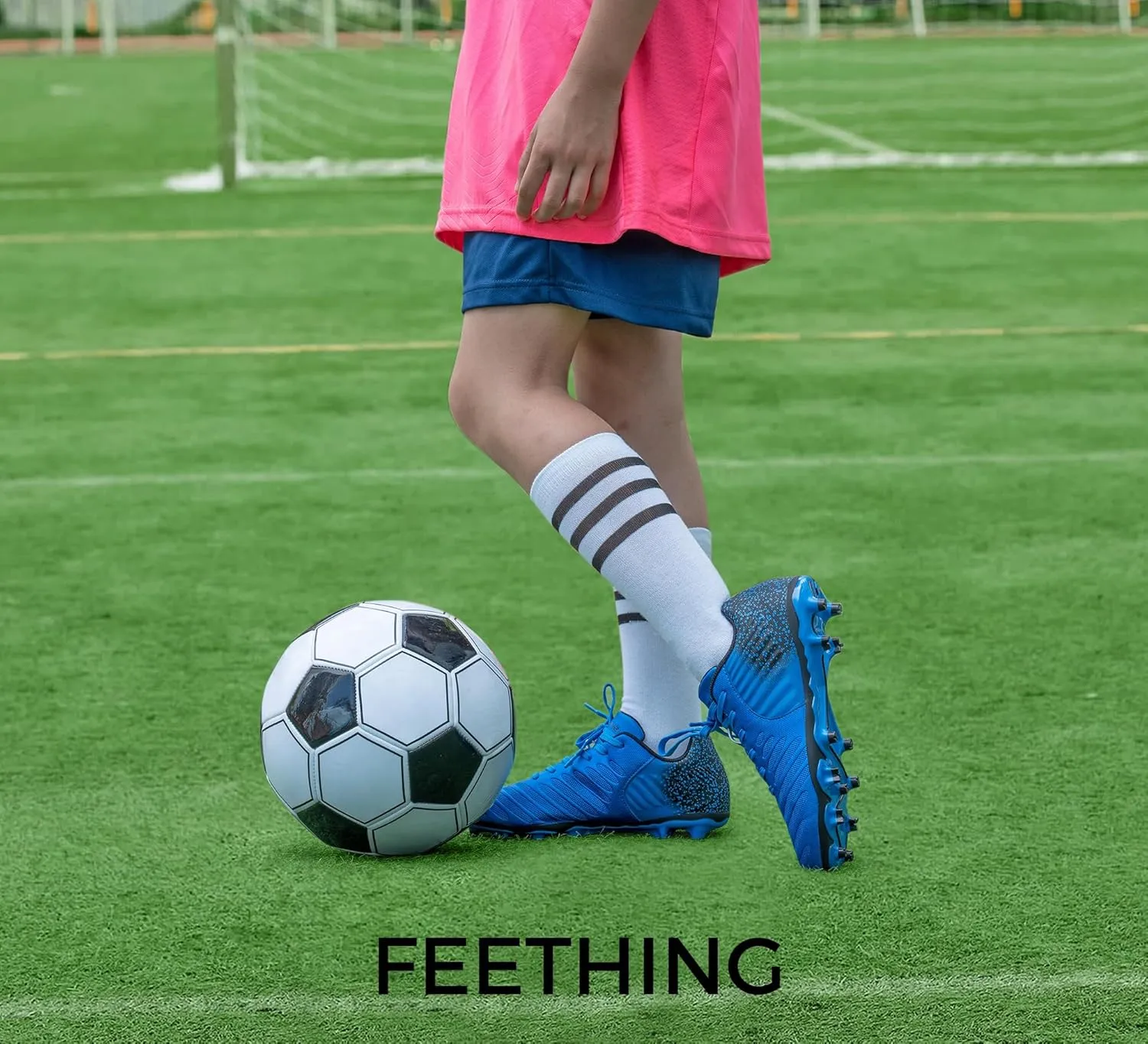 Women Soccer Cleats Firm Ground Lace-Up Youth Soccer Shoes Light-Weight Outdoor Training Football Sneakers Big Kid