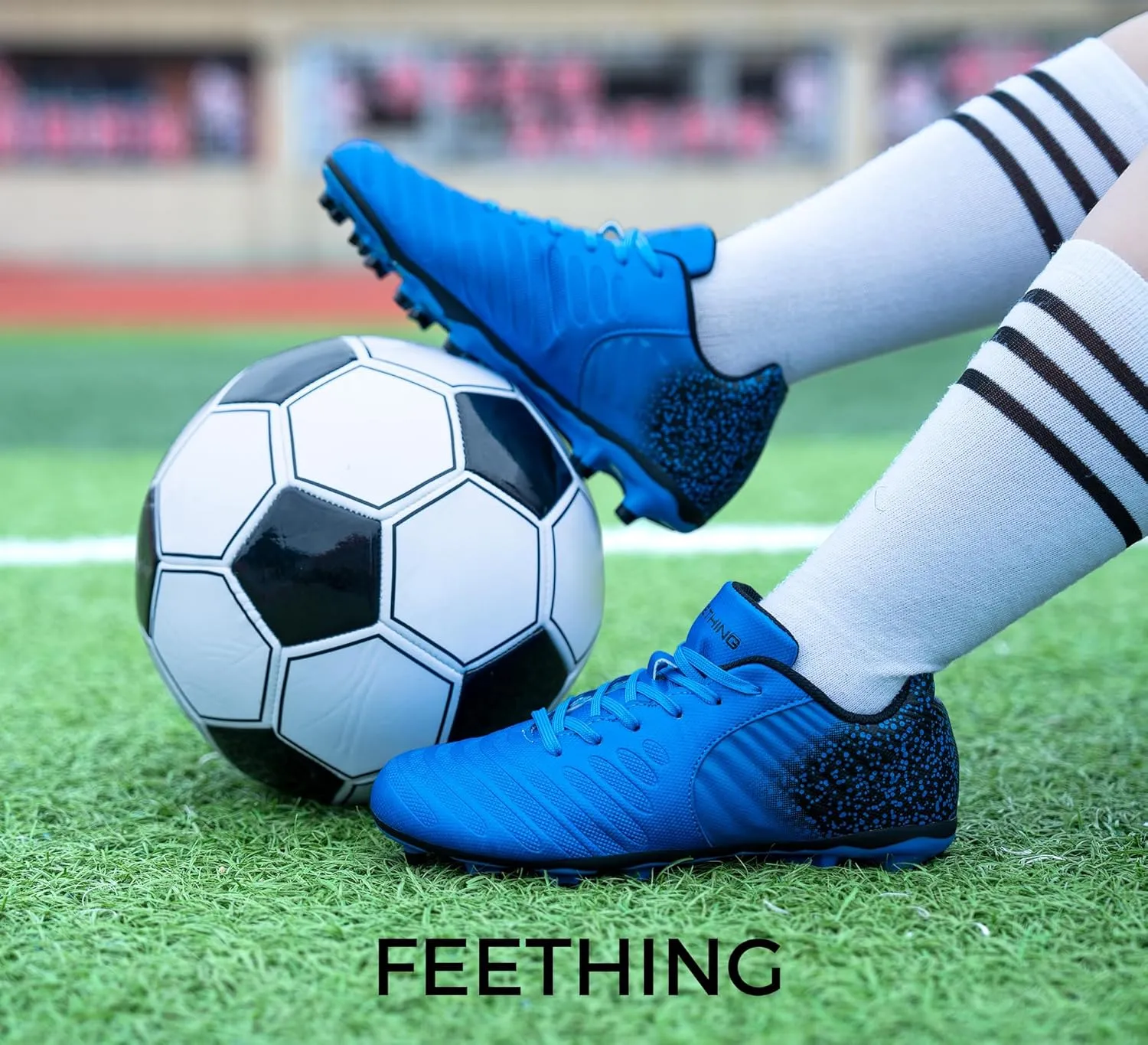 Women Soccer Cleats Firm Ground Lace-Up Youth Soccer Shoes Light-Weight Outdoor Training Football Sneakers Big Kid