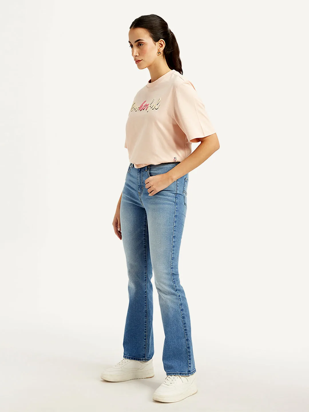 Women's 725 Light Blue Slim Bootcut Fit High Rise Jeans
