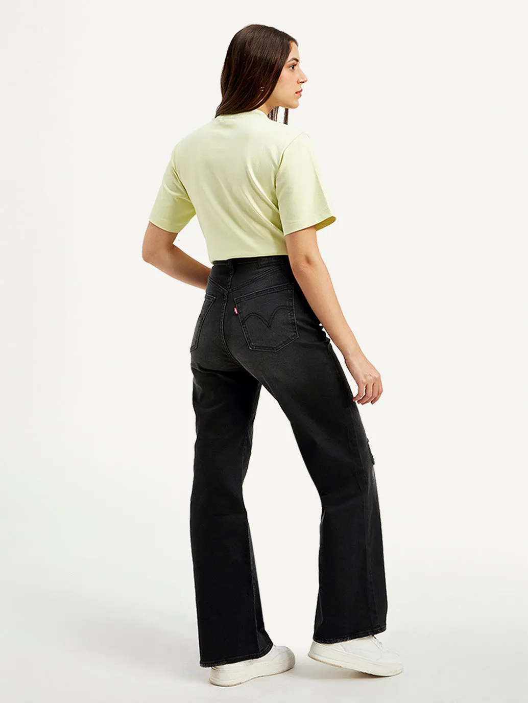Women's Black Flared Fit High Rise Jeans