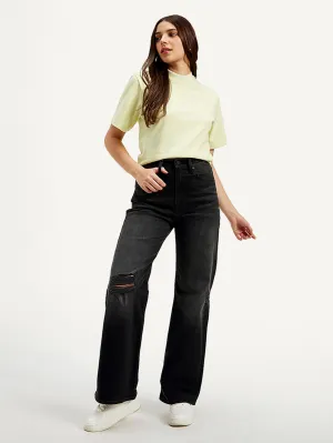 Women's Black Flared Fit High Rise Jeans