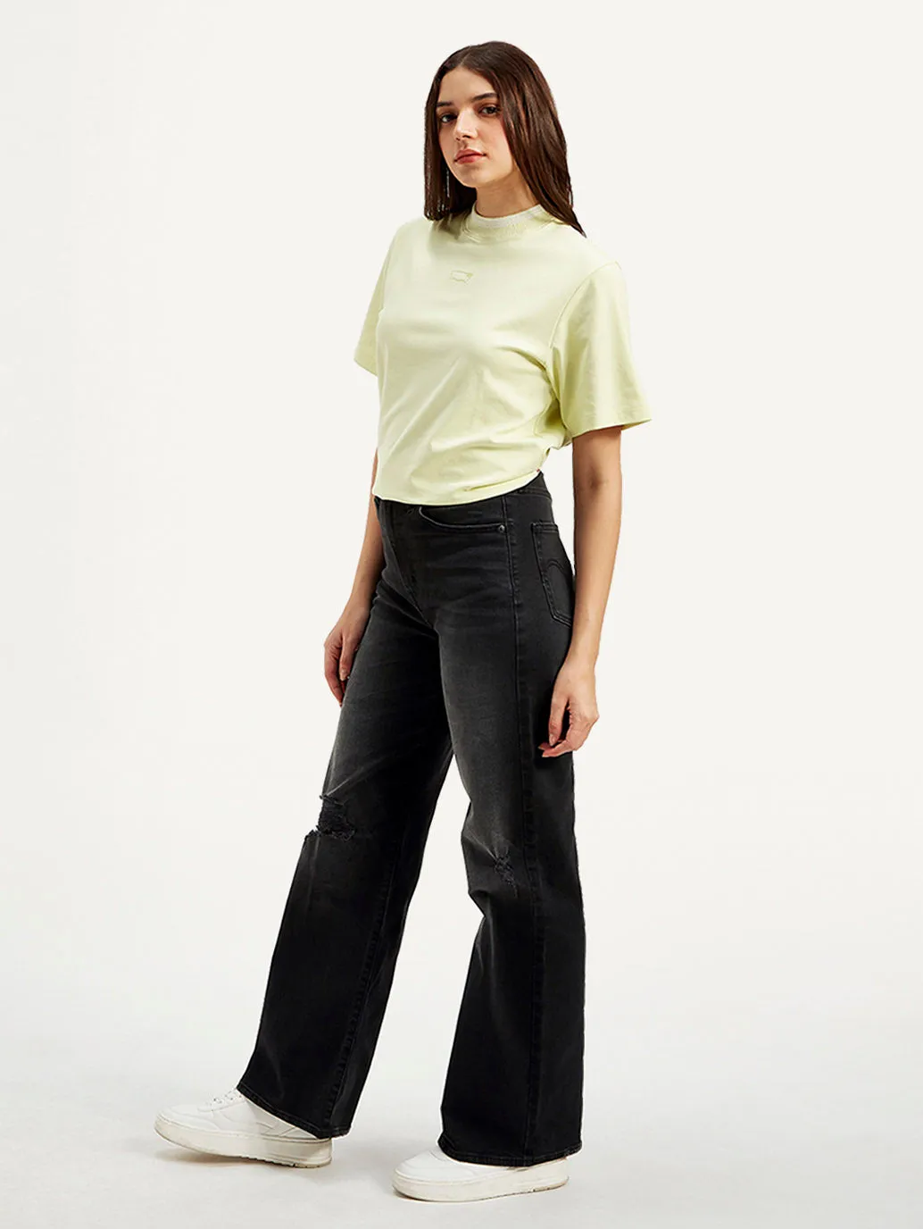 Women's Black Flared Fit High Rise Jeans