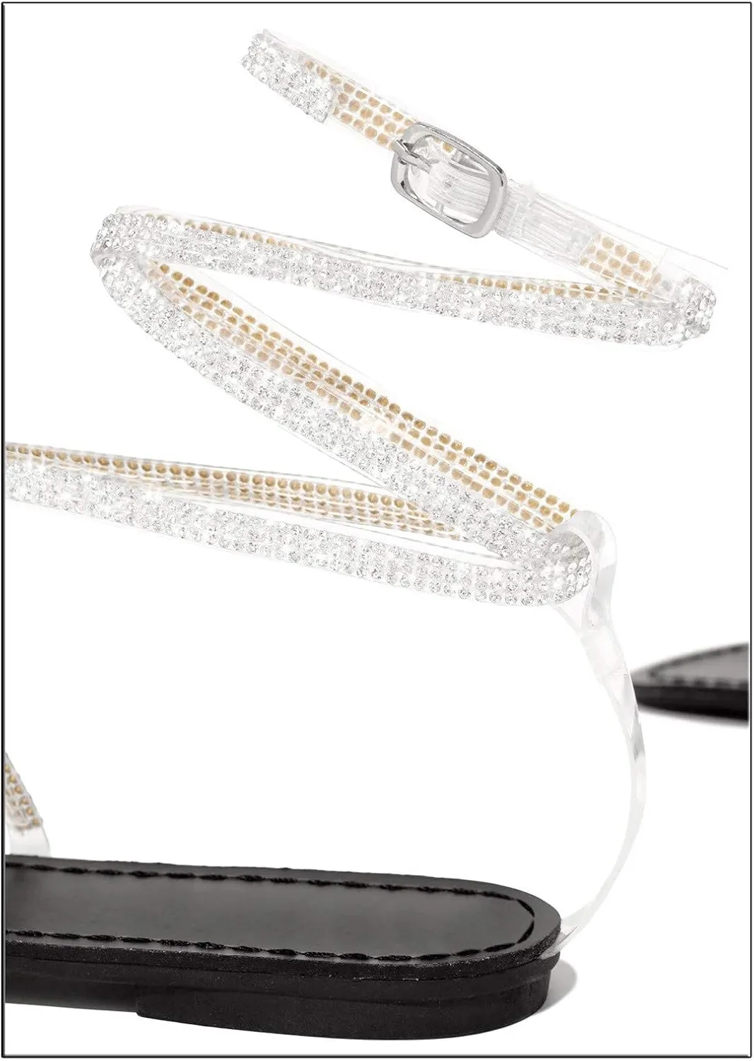 Womens Flat Sandals Women Bohemian Pearl Crystal Flat Sandals Strap Sandals for Women Open Toe Slingback Shoes
