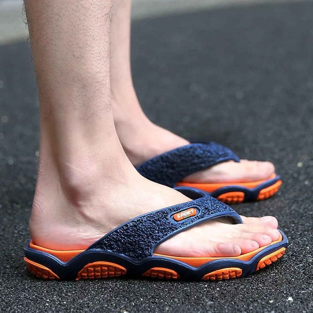 Womens Flip Flops Men's Fashion Spliced Soft Soled Flip Flops Casual Outdoor Beach Non Slip Mens Pool