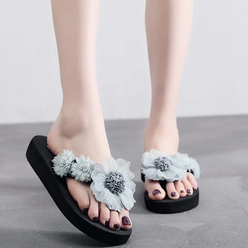 Womens Flip Flops Shoes Wedges Open flop Flip- Fashion Slipper Toe Flower Slip-on Color Women Women's slipper