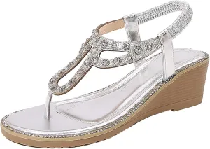 Womens Flip Flops Women's Sandals Ethnic Style Flip-flops Thick Bottom Wedge Heel Shoes Womens Orthopedic Shoes