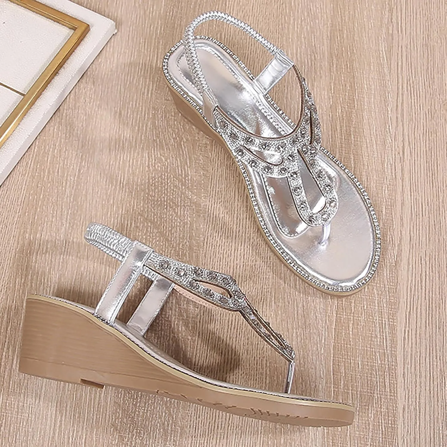 Womens Flip Flops Women's Sandals Ethnic Style Flip-flops Thick Bottom Wedge Heel Shoes Womens Orthopedic Shoes