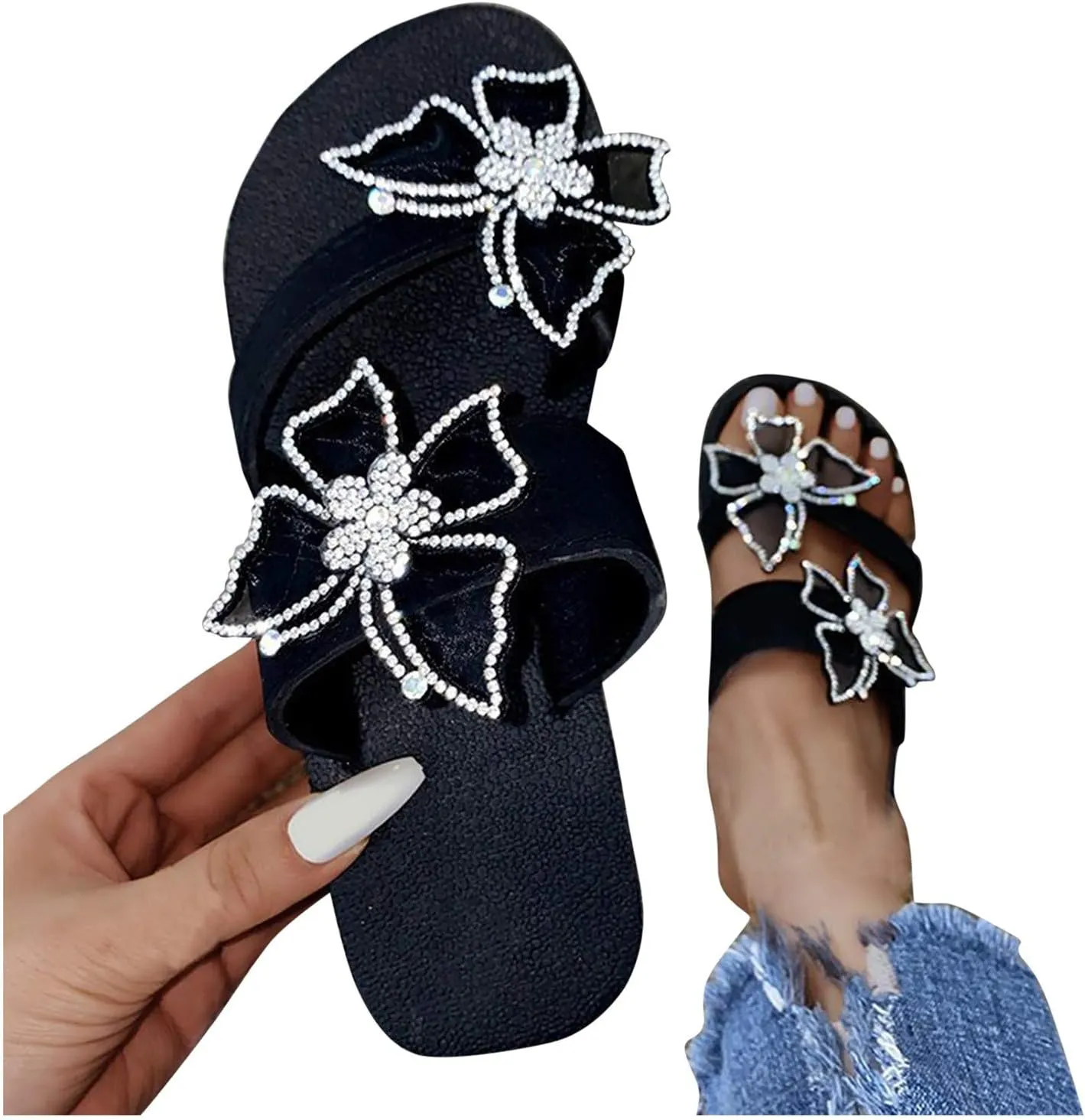 Women's Flip Flops Women's Slippers Casual Wedge Flip Color Diamond Flops Fashion slipper