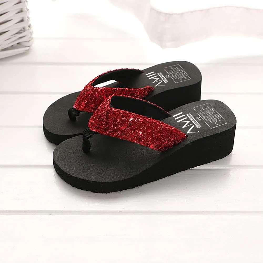 Women's Flip Flops Women's Summer Sequins -Slip Sandals Slipper Indoor & Outdoor Flip-flops