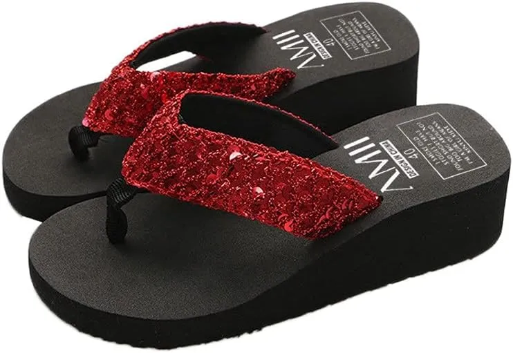 Women's Flip Flops Women's Summer Sequins -Slip Sandals Slipper Indoor & Outdoor Flip-flops