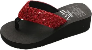 Women's Flip Flops Women's Summer Sequins -Slip Sandals Slipper Indoor & Outdoor Flip-flops