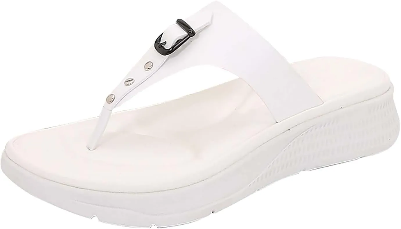 Women's Orthopedic Arch Support Sandals Comfortable Thong T-Strap Orthotic Casual Flat Sandals Walking Sandals Women