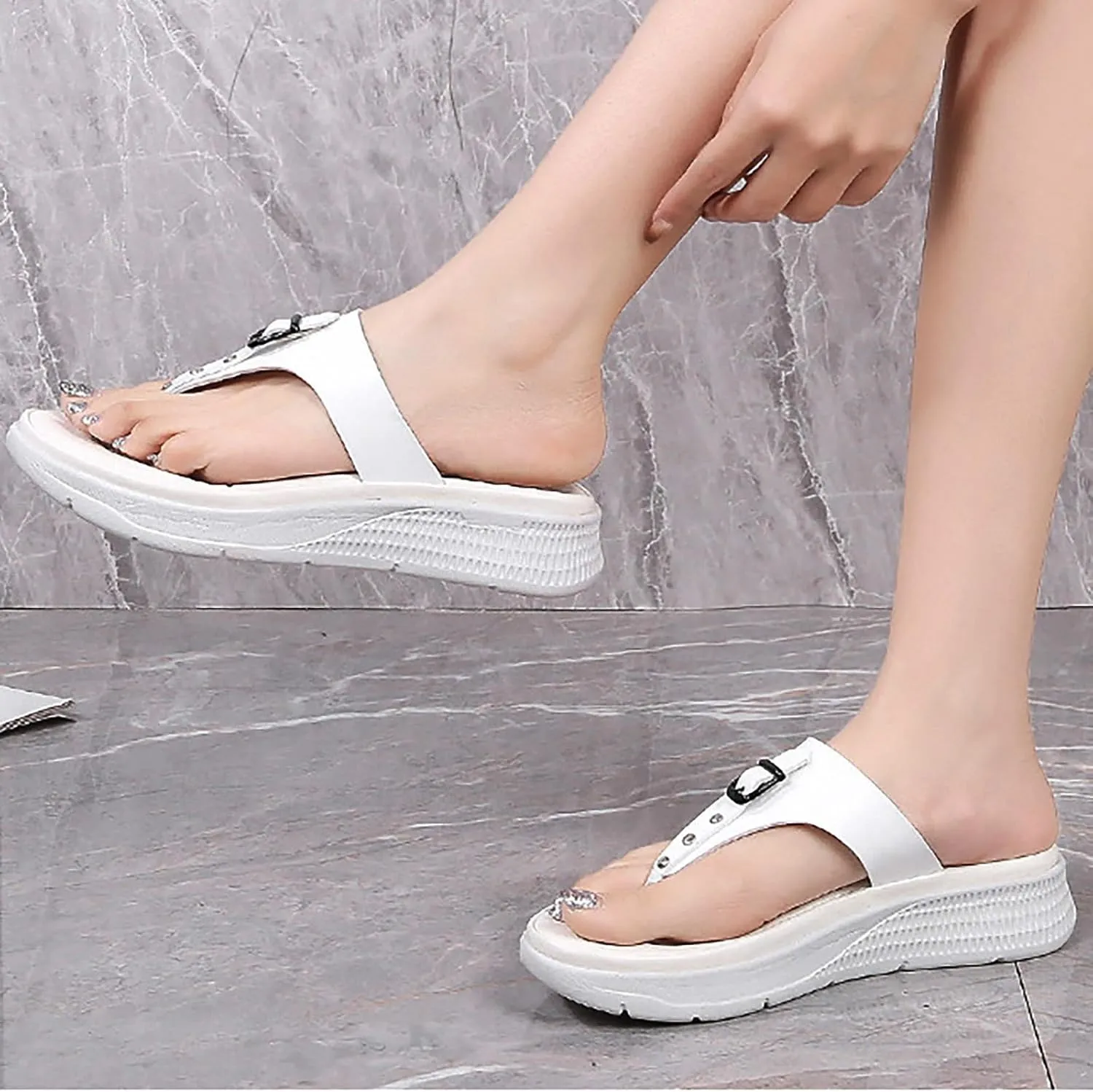 Women's Orthopedic Arch Support Sandals Comfortable Thong T-Strap Orthotic Casual Flat Sandals Walking Sandals Women