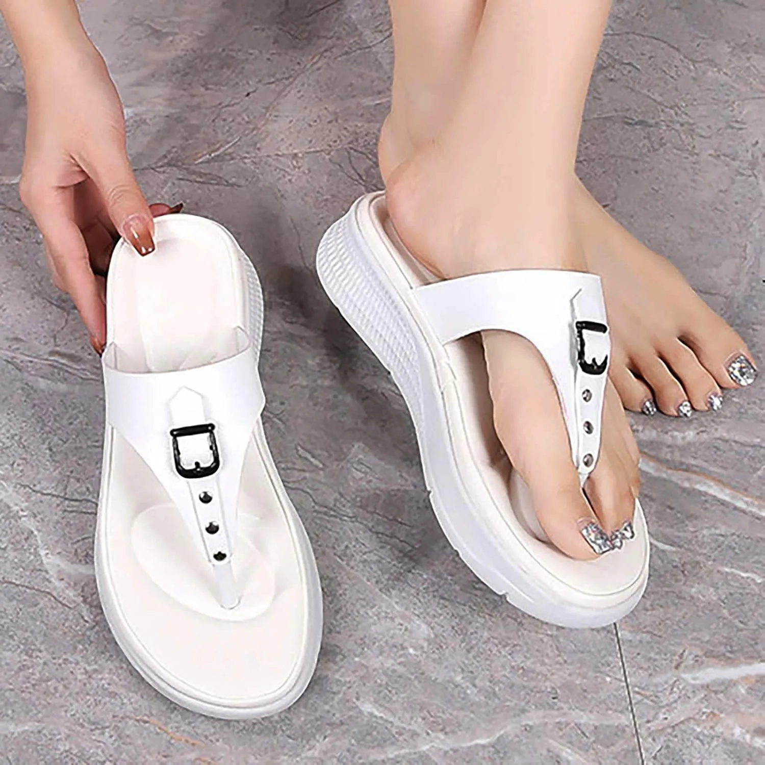 Women's Orthopedic Arch Support Sandals Comfortable Thong T-Strap Orthotic Casual Flat Sandals Walking Sandals Women