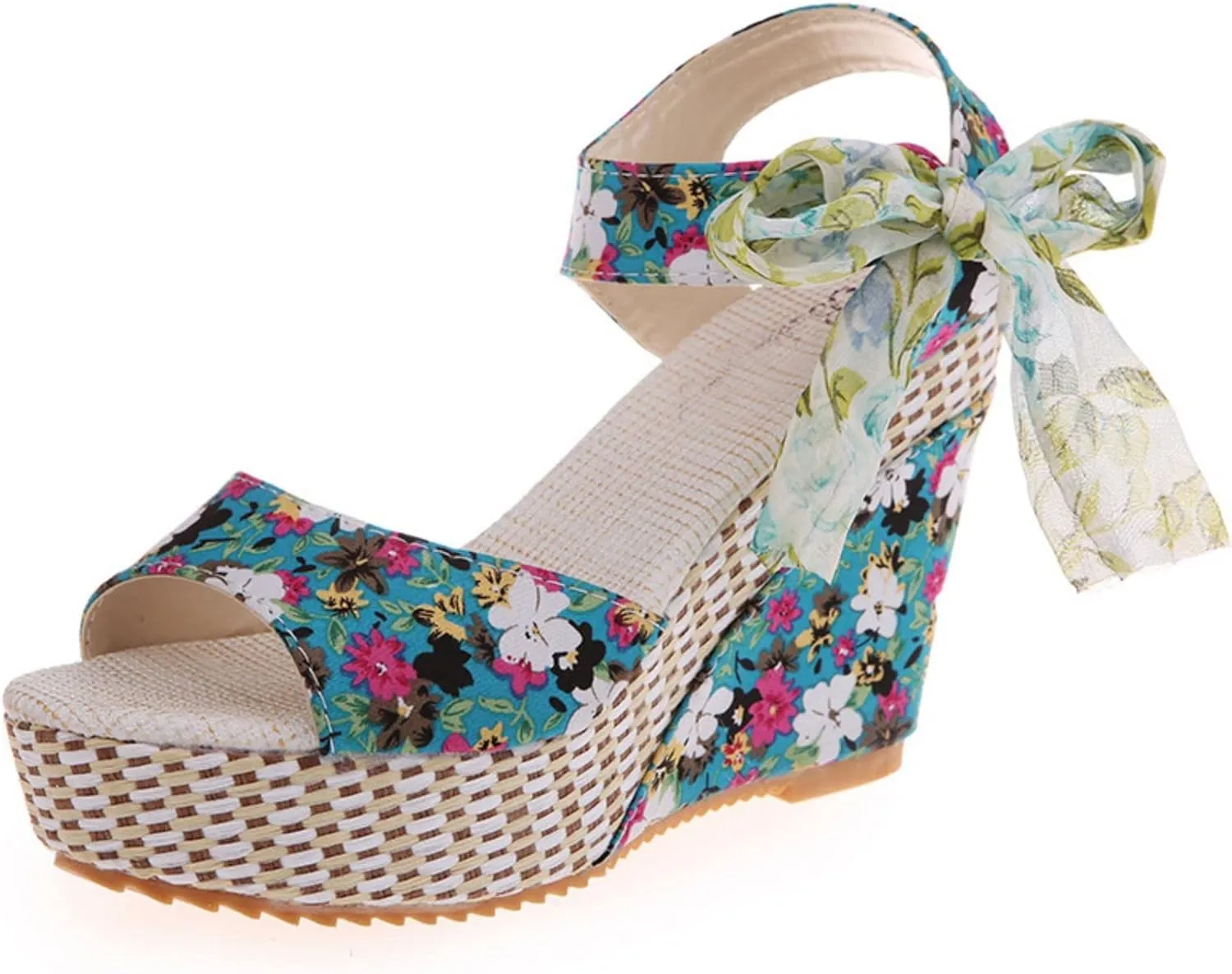 Women's Printed Wedge Sandals Wedge Sandals Floral Printed Slingback Espadrille Wedge Sandal Summer High Heel Casual Sandal 2025