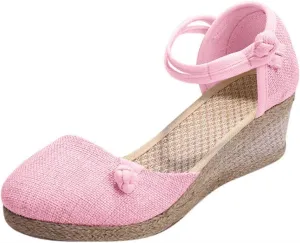 Women's Sandals 2025 Closed Toe Slingback Wedge Sandals with Adjustable Buckle Strap Breathable Espadrille Platform Cushioned Insole for All-Day Comfort Summer Beach Casual Walking Shoes 2025