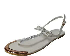 Women's Sandals T Strap with Sparkly Wedding Flat Sandals Ankle Strap Fashion Shoes Flat Foot Flip Flops Men