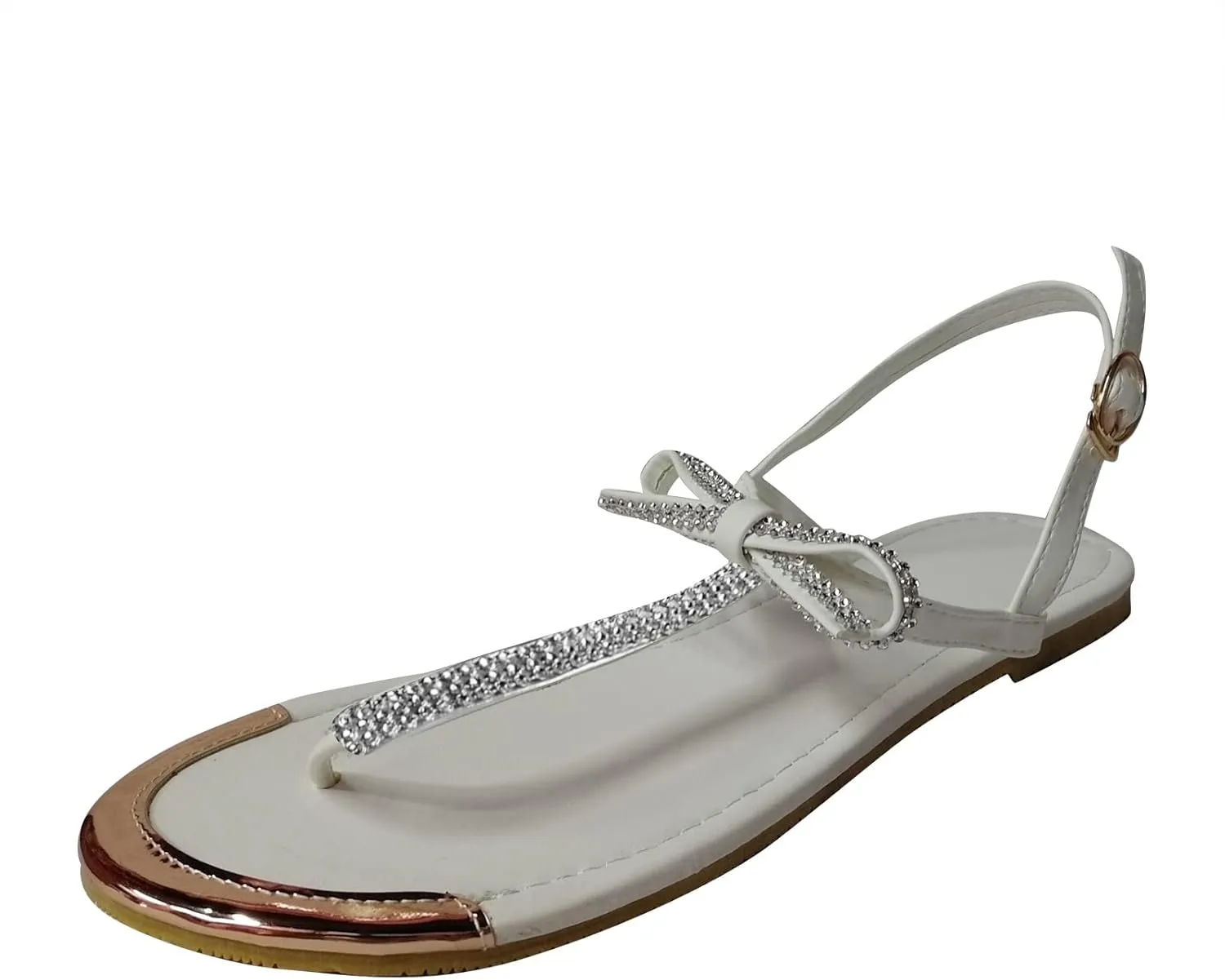 Women's Sandals T Strap with Sparkly Wedding Flat Sandals Ankle Strap Fashion Shoes Flat Foot Flip Flops Men