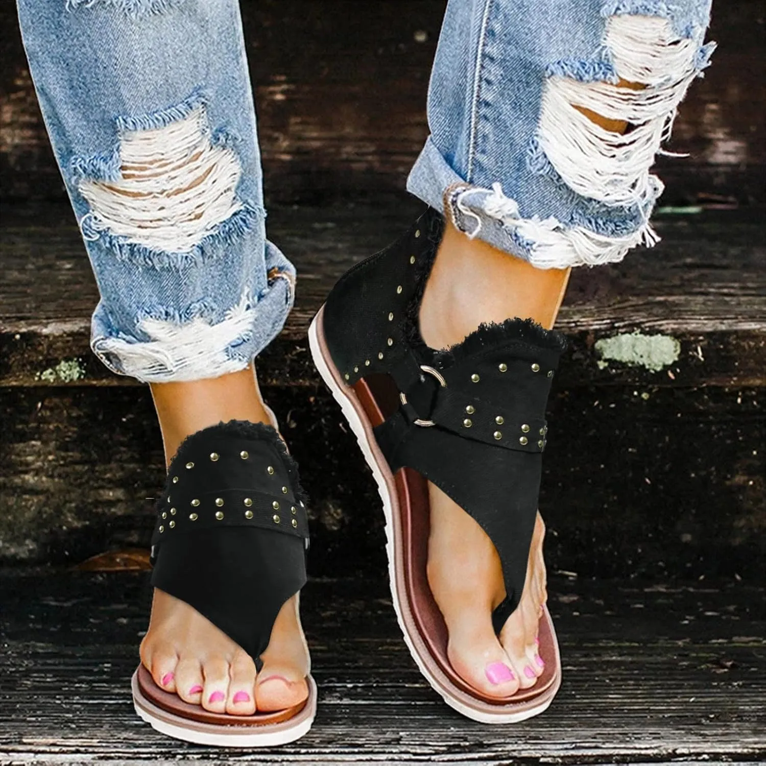 Women's Sandals Women's Comfortable Casual Flat Sandals Flat Sandals for Women Open Toe Slingback Shoes