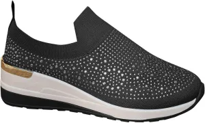 Women's Slip on Loafer Shoes Rhinestone Mesh Casual Flat Nurse Walking Sneaker Knit Comfort Classic Low Wedge Shoes