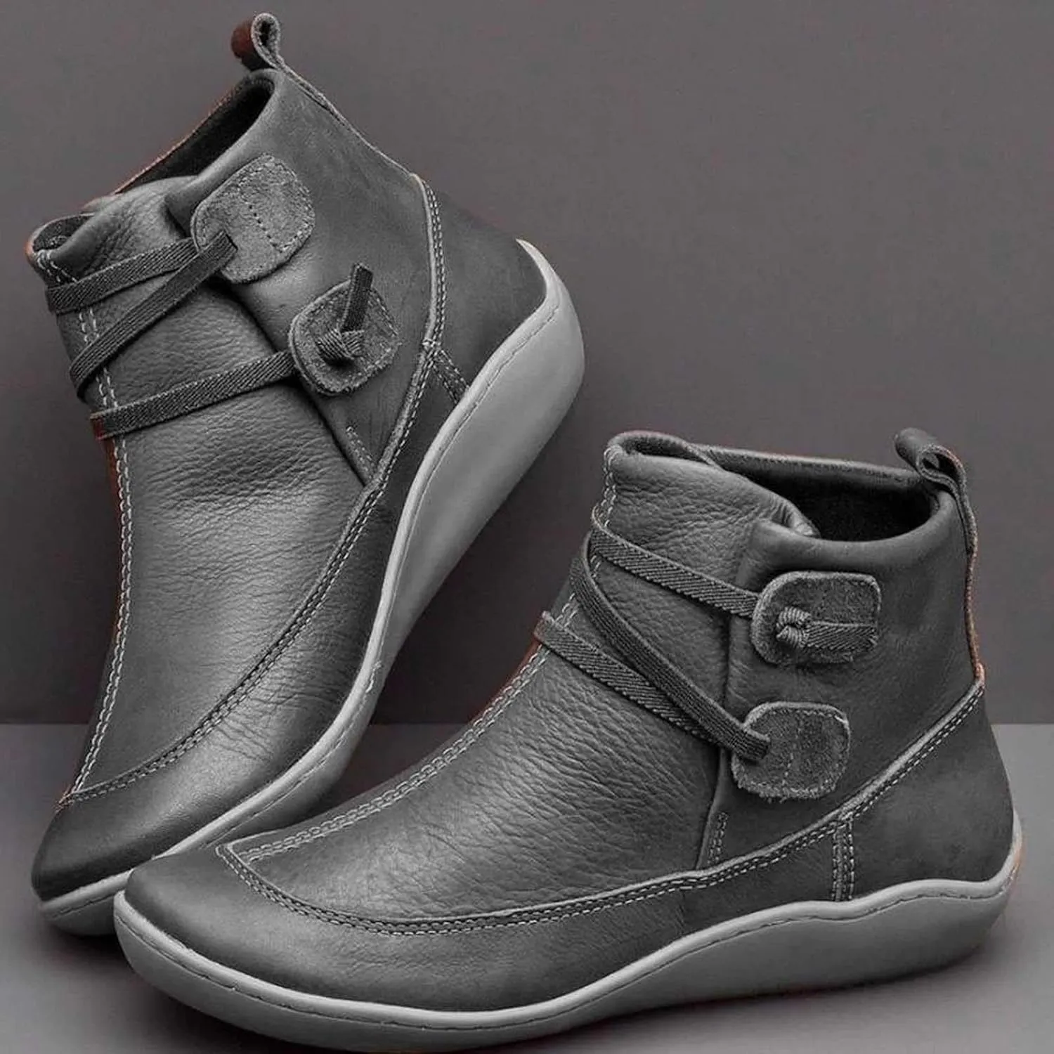 Womens Snow Boots Ankle Womens Booties Fall 2024 Ankle Boots for Women No Heel Wedge Bootie for Women Comfortable Flat Bottom Fashion Square Toe Slip On Side Zipper