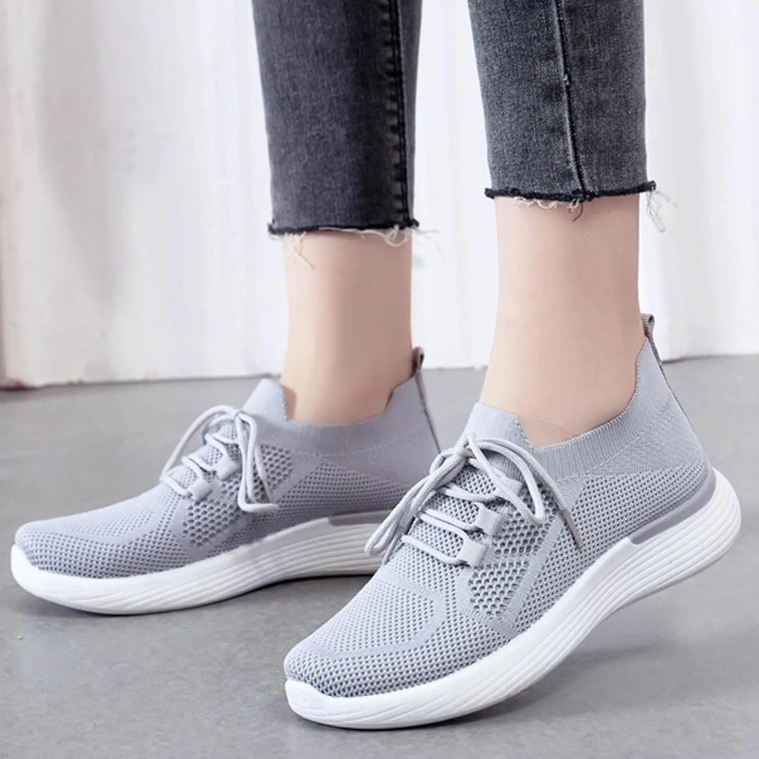 Womens Walking Shoes Wide Width Office Black Women Walking Shoes Sock Sneakers Mesh Slip On Air Womens Casual Shoes with Arch Support Womens Casual Sneakers Wide Women's Size 8 Non Slip Work Shoes