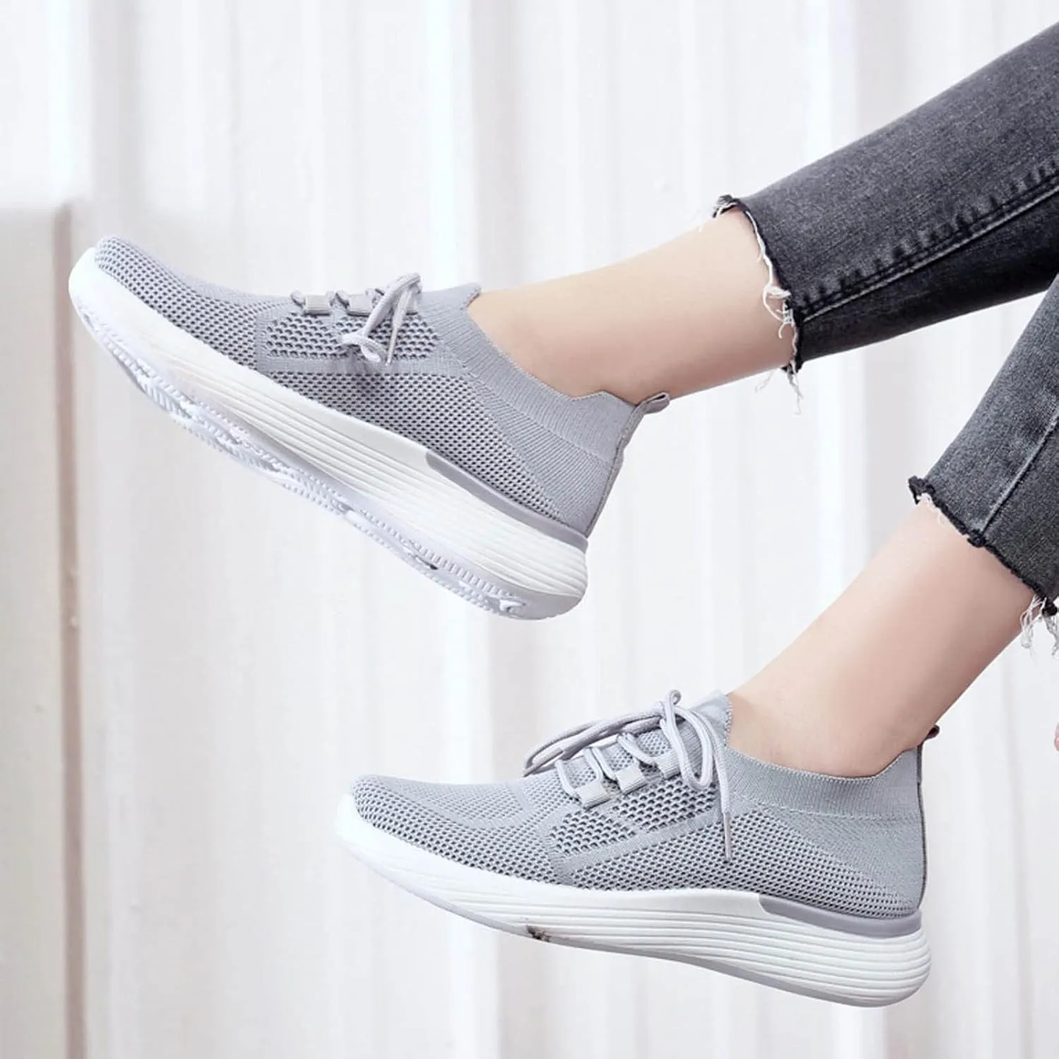 Womens Walking Shoes Wide Width Office Black Women Walking Shoes Sock Sneakers Mesh Slip On Air Womens Casual Shoes with Arch Support Womens Casual Sneakers Wide Women's Size 8 Non Slip Work Shoes