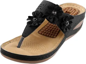 Womens Wedge Flip Flops Sandals With Arch Support Summer Comfortable Platform Bohemia Flat Shoes Massage Womens Sandals