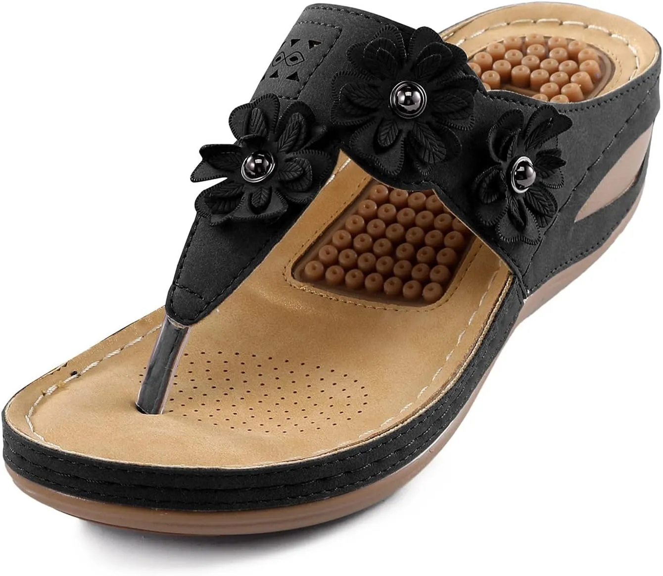Womens Wedge Flip Flops Sandals With Arch Support Summer Comfortable Platform Bohemia Flat Shoes Massage Womens Sandals