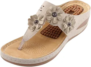 Womens Wedge Flip Flops Sandals With Arch Support Summer Comfortable Platform Bohemia Flat Shoes Massage Womens Sandals