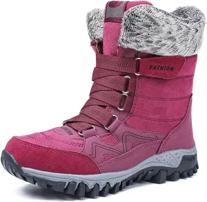 Women's Winter Snow Boots Waterproof Ankle booties Fur Lined Warm Ski Boots Outdoor Hiking Boots Lace Up Short Boots