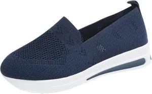 Women's Woven Breathable Soft Sole Orthopedic Shoes Go Walking Slip on Running Shoes Slip On Sneakers with Arch Support