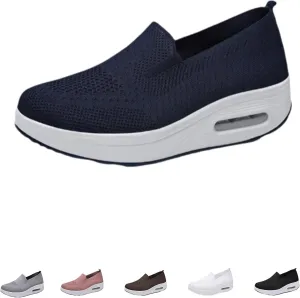 Women's Woven Orthopedic Breathable Soft Shoes, Walking Slip-On Diabetic Foam Shoes, Lightweight Slip-On Walking Shoes with Arch Support