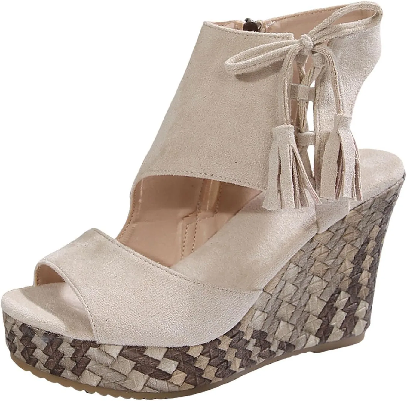 ZWRXW Women's Platform Sandals Casual Summer Dressy Wedge Sandal with Arch Support Orthopedic Comfortable High Heeled Wedges Adjustable Elastic Ankle Strap Open Toe Sandals Fashion Streetwear
